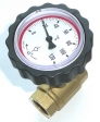 Solar-Kugelhahn 3/4" mit Schwerkraftbremse - Thermometergriff rot