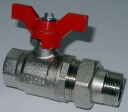 Kugelhahn mit Fl�gelgriff mit vollem Durchgang mit Innengewinde und Verschraubung mit Au�engewinde 1/2"