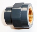 PVC-U  �bergangs-Gewindemuffe 20mm x 1/2'' IG, Rotguss