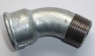 Temperguss Fitting Bogen, lang  45� 1/4'' IG-AG verzinkt  Nr. 40
