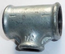 Temperguss Fitting T-St�ck, reduziert 3/8''x1/4''x3/8'' IG verzinkt  Nr. 130R