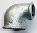 Temperguss Fitting Winkel 90� reduziert 3/8"x1/4" IG verzinkt  Nr. 90R