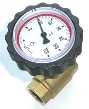 Kugelhahn 3/4'' mit Thermometerhandrad rot