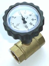 Kugelhahn 1/2'' mit Thermometerhandrad blau