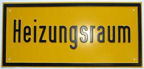Hinweisschild ''Heizungsraum''