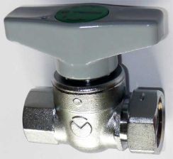 TECO Kugelhahn mit Fl�gelgriff mit Innengewinde 1/2'' und �berwurfmutter 3/4'' matt verchromt