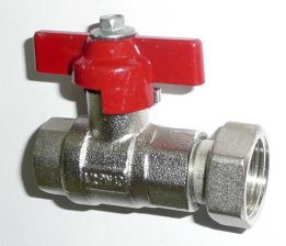 Kugelhahn mit Fl�gelgriff 1/2''IG und �berwurf 3/4''