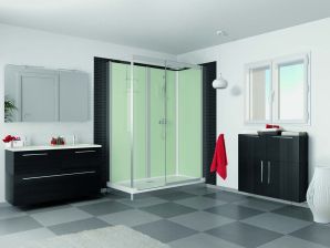 Kinedo Kpl.-Dusche Kinemagic Design f�r Badewannenaustausch, Eck-Ausf�hrung hoch mit offenem Einstieg