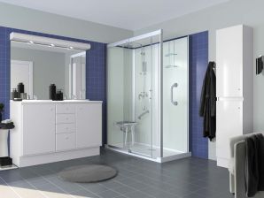 Kinedo Kpl.-Dusche Kinemagic Royal f�r Badewannenaustausch, Eck-Ausf�hrung hoch mit T�r