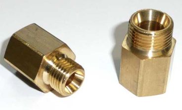 Messing Reduziernippel lang  1/8''AG x M 5 IG