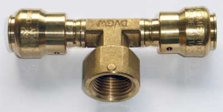 T-St�ck  16x2mm-1/2''-16x2mm  mit Innengewinde als Steckfitting f�r MSV-Rohr