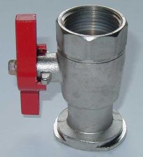 Kugelhahn 1'' mit  Pumpenflansch, Fl�gelgriff und R�ckschlagklappe