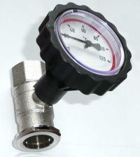 Pumpenflanschkugelhahn 1'' mit Thermometerhandrad rot