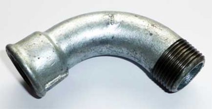 Temperguss Fitting Bogen, lang  1/8'' IG-AG verzinkt  Nr. 1