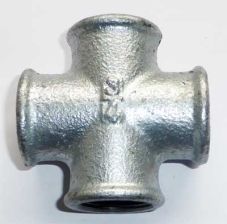 Temperguss Fitting Kreuzt�ck 1/4'' IG verzinkt  Nr. 180