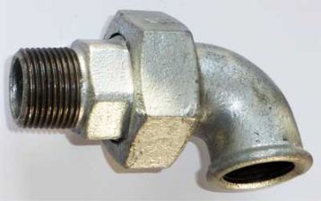 Temperguss Fitting Winkelverschraubung, konisch dichtend 1/4'' IG-AG verzinkt  Nr. 98