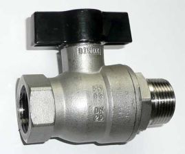 Edelstahl-Kugelhahn mit Fl�gelgriff mit 1/4'' Innengewinde und Au�engewinde