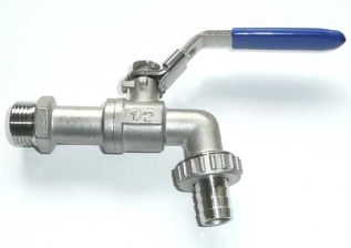 Auslauf - Kugelhahn 1/2'' Edelstahl mit Schlauchverschraubung