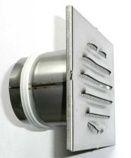 Wetterschutzgitter 150mm aus Edelstahl, eckig mit Stutzen 100x100mm