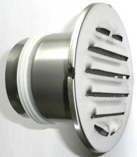 Wetterschutzgitter 150mm aus Edelstahl, rund mit Stutzen 100x100mm